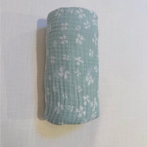 Mint Green Floral Aden + Anais Muslin Swaddle Blanket